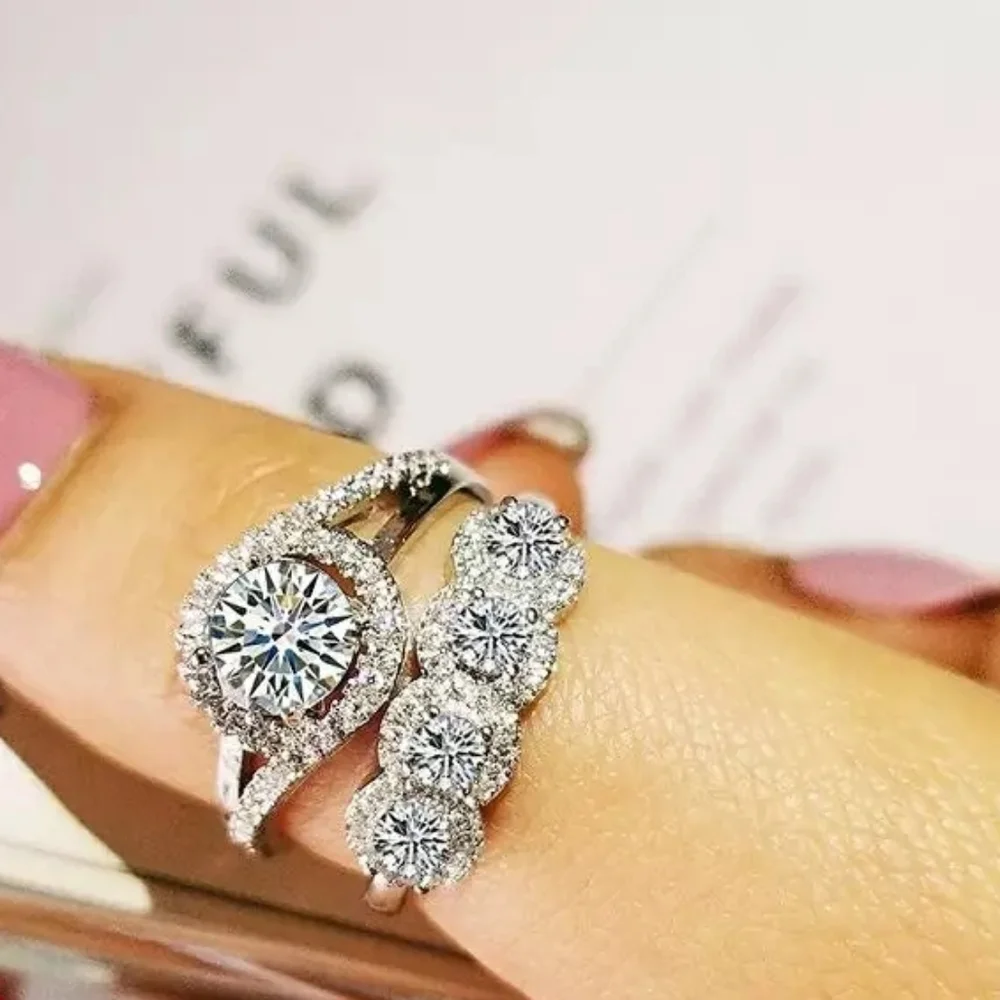 New Silver Circle Diamond Jewelry Set - Picture 5 of 5